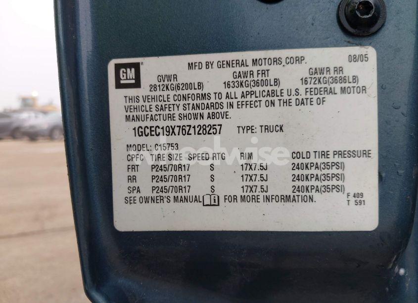Photo 9 of 2006 Chevrolet Silverado 1500 LT1 (VIN 1GCEC19X76Z128257)