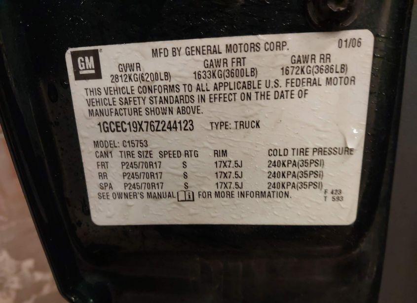 Photo 9 of 2006 Chevrolet Silverado 1500 WORK TRUCK (VIN 1GCEC19X76Z244123)