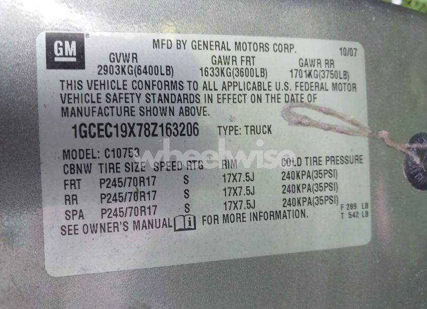 Photo 9 of 2008 Chevrolet Silverado 1500 WORK TRUCK (VIN 1GCEC19X78Z163206)