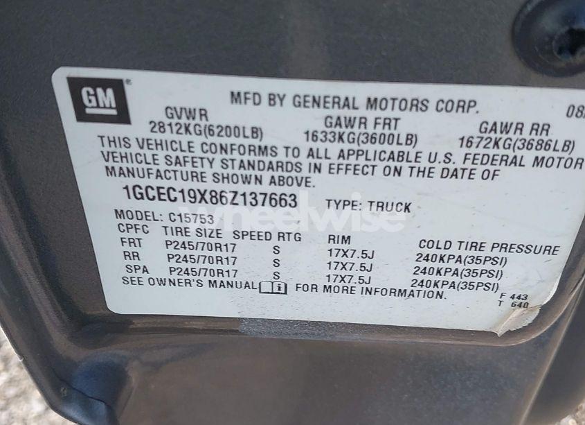 Photo 9 of 2006 Chevrolet Silverado 1500 WORK TRUCK (VIN 1GCEC19X86Z137663)