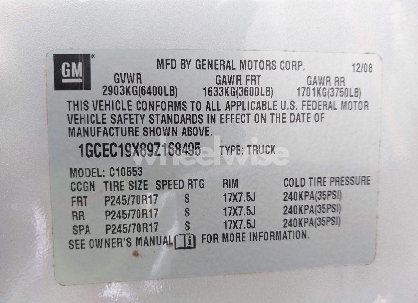 Photo 9 of 2009 Chevrolet Silverado 1500 WORK TRUCK (VIN 1GCEC19X89Z168495)