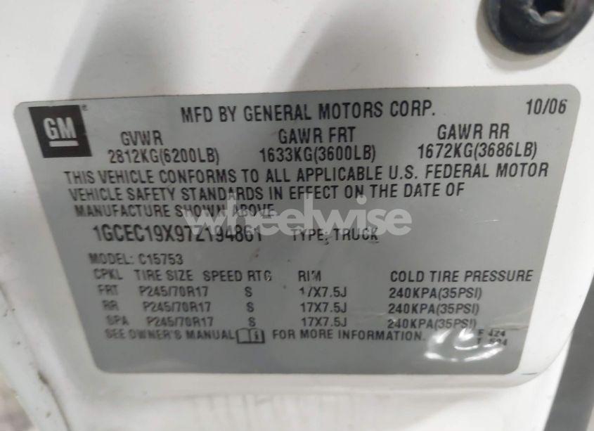 Photo 9 of 2007 Chevrolet Silverado 1500 CLASSIC WORK TRUCK (VIN 1GCEC19X97Z194861)