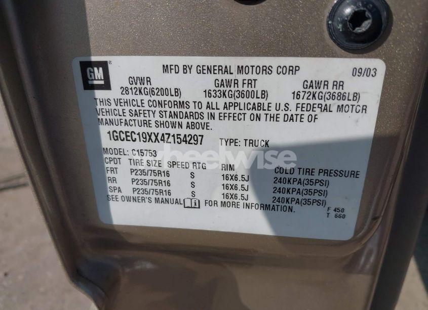 Photo 9 of 2004 Chevrolet Silverado 1500 LS (VIN 1GCEC19XX4Z154297)