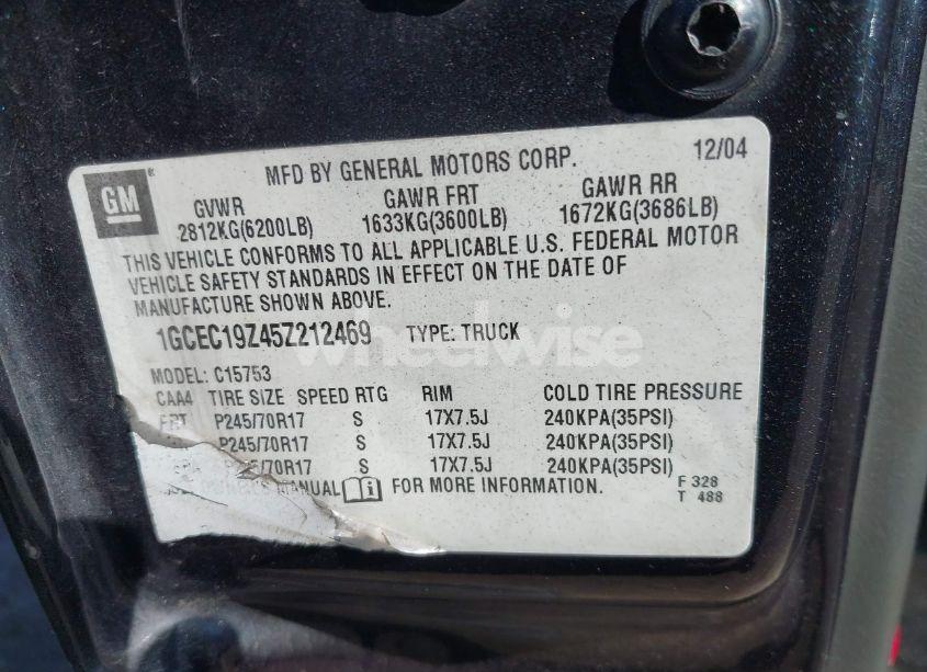 Photo 9 of 2005 Chevrolet Silverado 1500 LS (VIN 1GCEC19Z45Z212469)