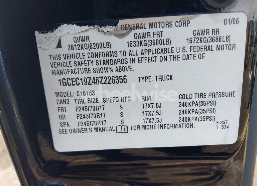 Photo 9 of 2006 Chevrolet Silverado 1500 LT2 (VIN 1GCEC19Z46Z226356)