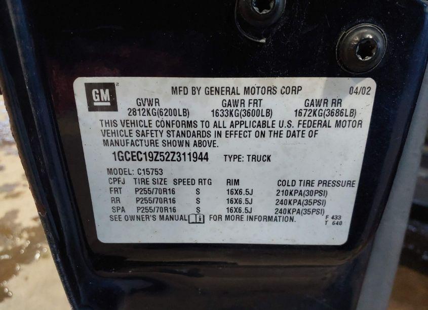 Photo 9 of 2002 Chevrolet Silverado 1500 (VIN 1GCEC19Z52Z311944)