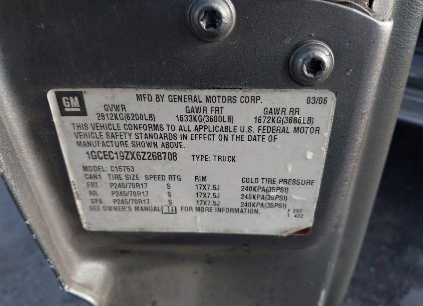 Photo 9 of 2006 Chevrolet Silverado 1500 LT1 (VIN 1GCEC19ZX6Z268708)