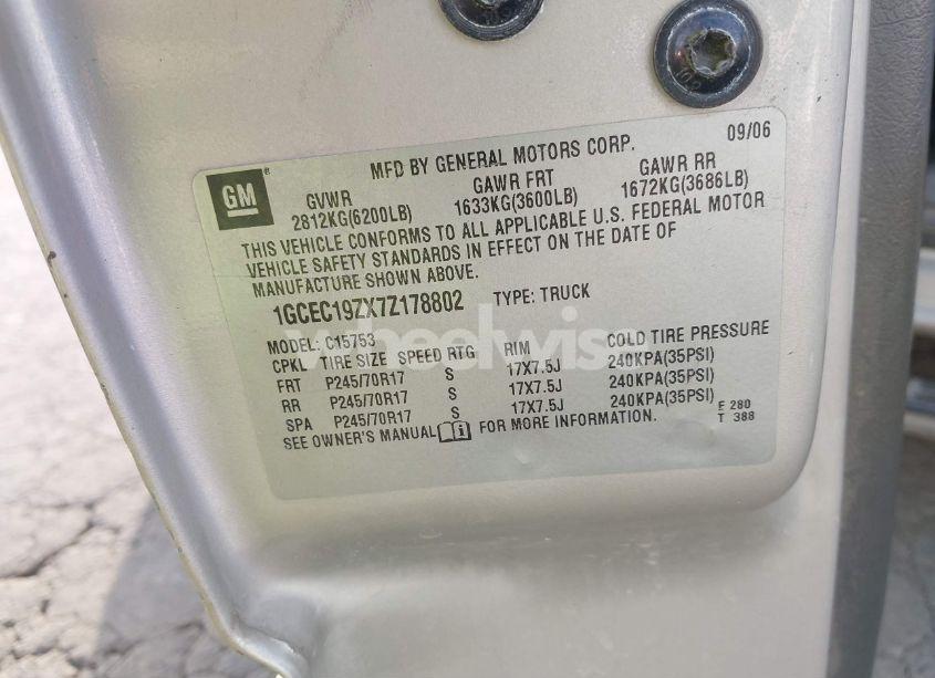 Photo 9 of 2007 Chevrolet Silverado 1500 CLASSIC LT1 (VIN 1GCEC19ZX7Z178802)