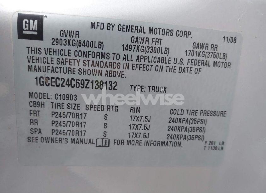 Photo 9 of 2009 Chevrolet Silverado C1500 LT (VIN 1GCEC24C69Z138132)