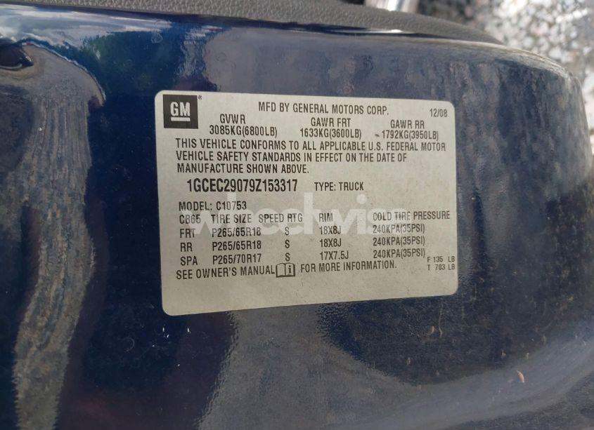 Photo 9 of 2009 Chevrolet Silverado 1500 LT (VIN 1GCEC29079Z153317)