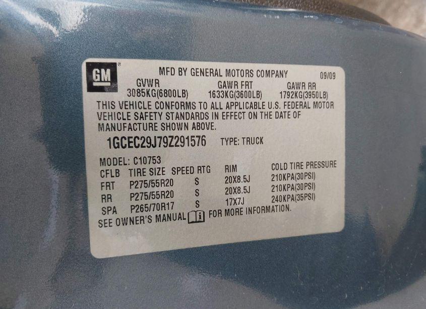 Photo 9 of 2009 Chevrolet Silverado 1500 LT (VIN 1GCEC29J79Z291576)