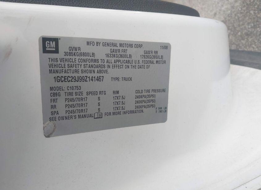 Photo 9 of 2009 Chevrolet Silverado 1500 LT (VIN 1GCEC29J99Z141467)