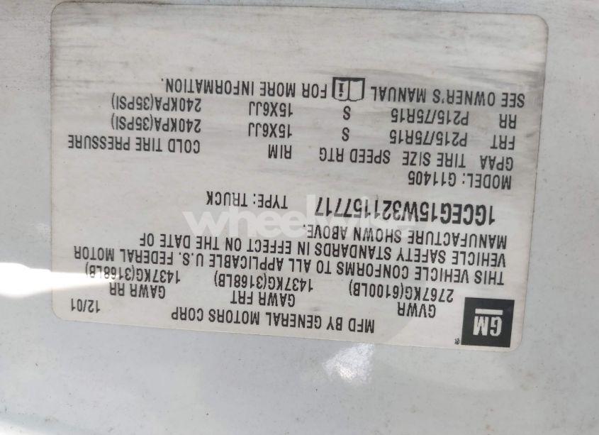 Photo 9 of 2002 Chevrolet Express (VIN 1GCEG15W321157717)