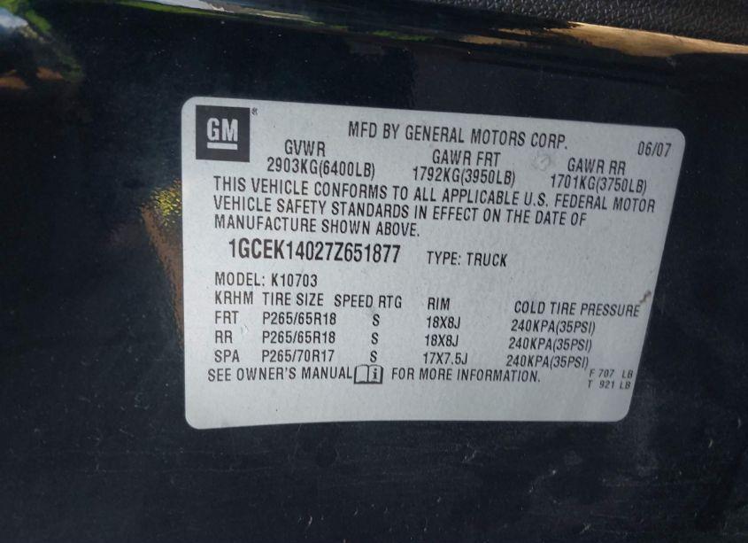 Photo 9 of 2007 Chevrolet Silverado 1500 LT1 (VIN 1GCEK14027Z651877)