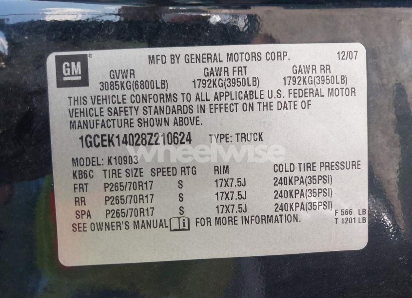 Photo 9 of 2008 Chevrolet Silverado 1500 LT1 (VIN 1GCEK14028Z210624)