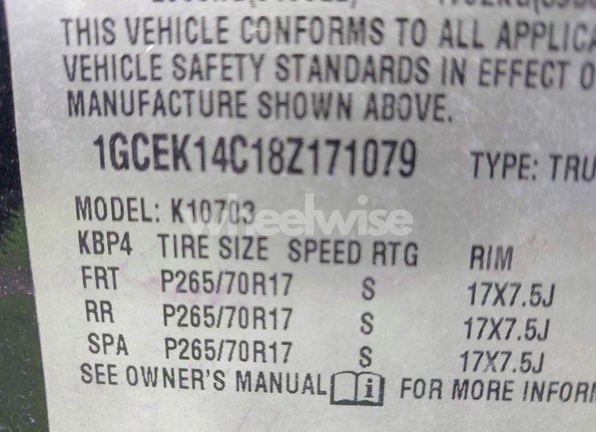 Photo 9 of 2008 Chevrolet Silverado 1500 WORK TRUCK (VIN 1GCEK14C18Z171079)