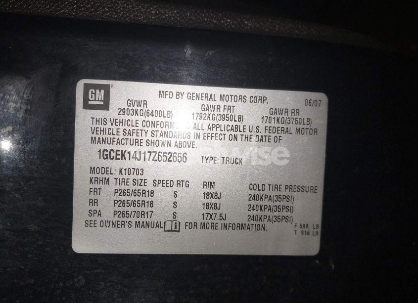 Photo 9 of 2007 Chevrolet Silverado 1500 LT1 (VIN 1GCEK14J17Z652656)