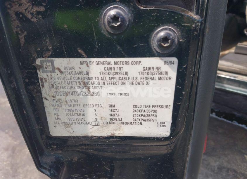 Photo 9 of 2004 Chevrolet Silverado 1500 Z71 (VIN 1GCEK14T04Z325260)