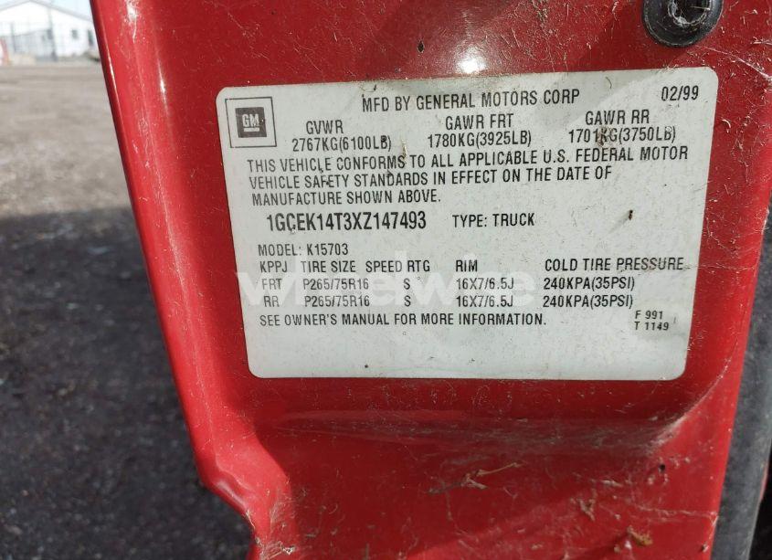 Photo 9 of 1999 Chevrolet Silverado 1500 LS (VIN 1GCEK14T3XZ147493)
