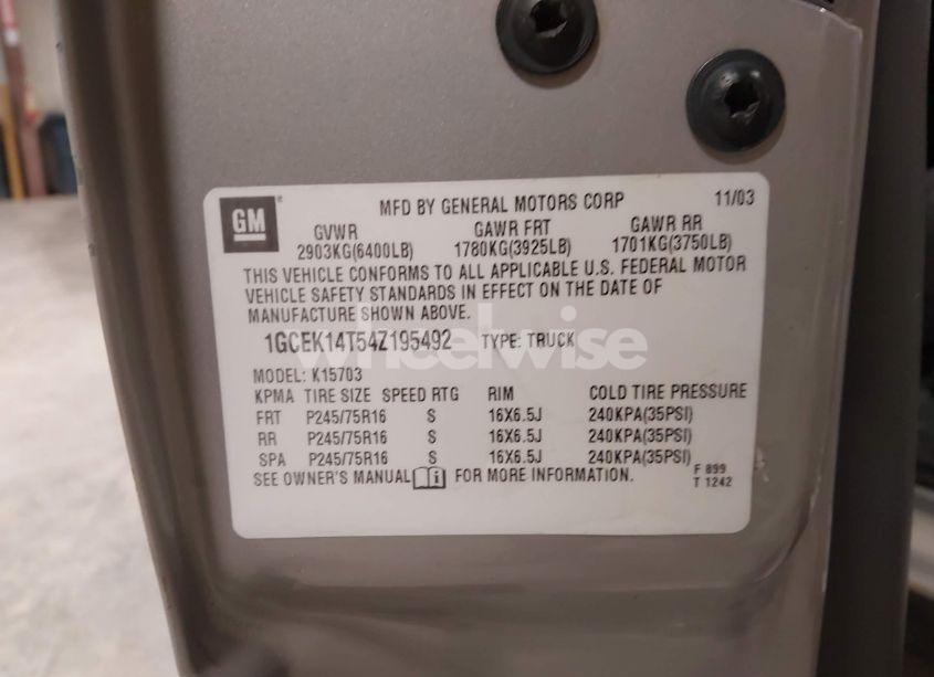 Photo 9 of 2004 Chevrolet Silverado 1500 (VIN 1GCEK14T54Z195492)