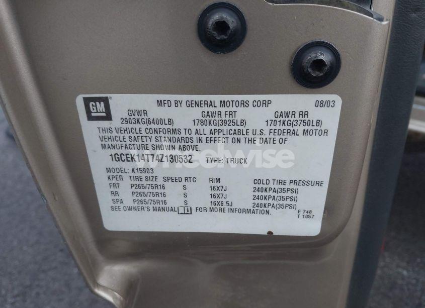 Photo 9 of 2004 Chevrolet Silverado 1500 Z71 (VIN 1GCEK14T74Z130532)