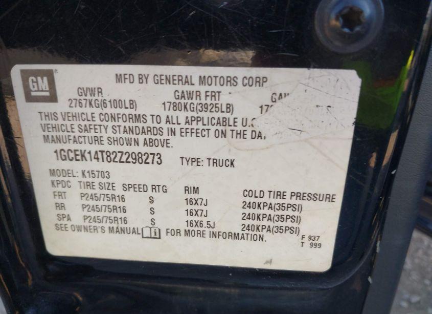 Photo 9 of 2002 Chevrolet Silverado 1500 LS (VIN 1GCEK14T82Z298273)