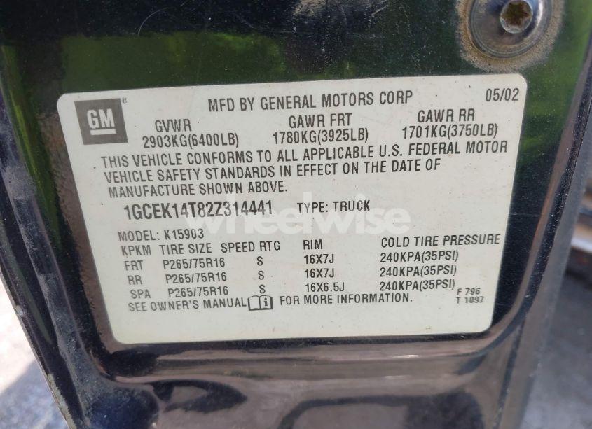 Photo 9 of 2002 Chevrolet Silverado 1500 LS (VIN 1GCEK14T82Z314441)