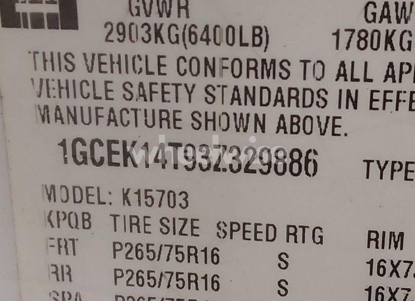 Photo 9 of 2003 Chevrolet Silverado 1500 LS (VIN 1GCEK14T93Z329886)