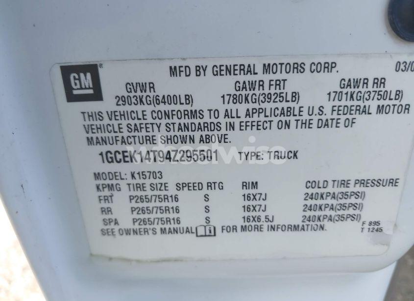 Photo 9 of 2004 Chevrolet Silverado 1500 LS (VIN 1GCEK14T94Z295501)