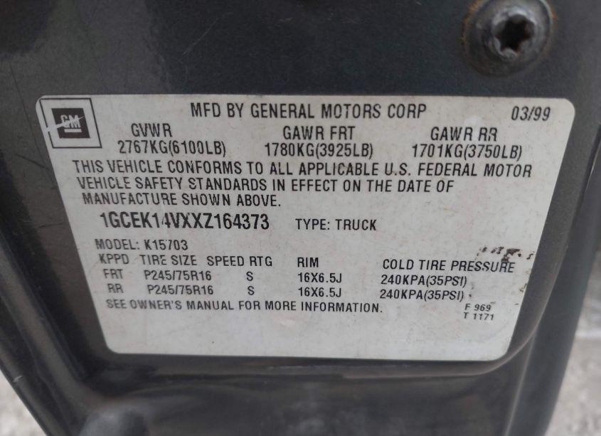 Photo 9 of 1999 Chevrolet Silverado 1500 (VIN 1GCEK14VXXZ164373)