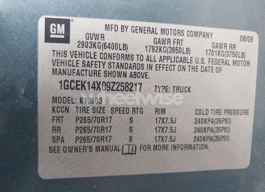 Photo 9 of 2009 Chevrolet Silverado 1500 WORK TRUCK (VIN 1GCEK14X09Z258217)