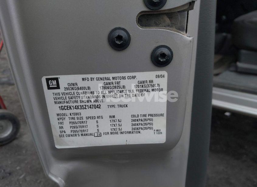 Photo 9 of 2005 Chevrolet Silverado 1500 WORK TRUCK (VIN 1GCEK14X35Z147042)