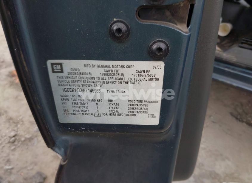 Photo 9 of 2006 Chevrolet Silverado 1500 WORK TRUCK (VIN 1GCEK14X66Z145965)