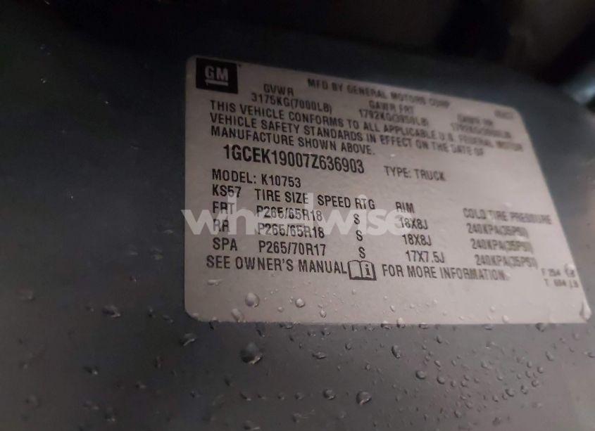 Photo 9 of 2007 Chevrolet Silverado 1500 LT1 (VIN 1GCEK19007Z636903)