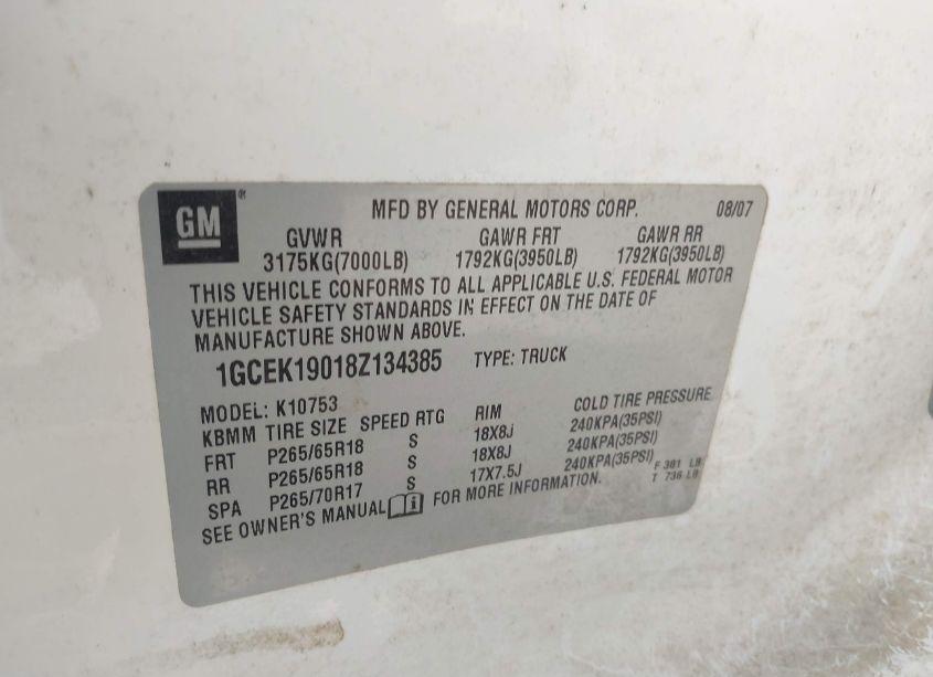 Photo 9 of 2008 Chevrolet Silverado 1500 LT2 (VIN 1GCEK19018Z134385)