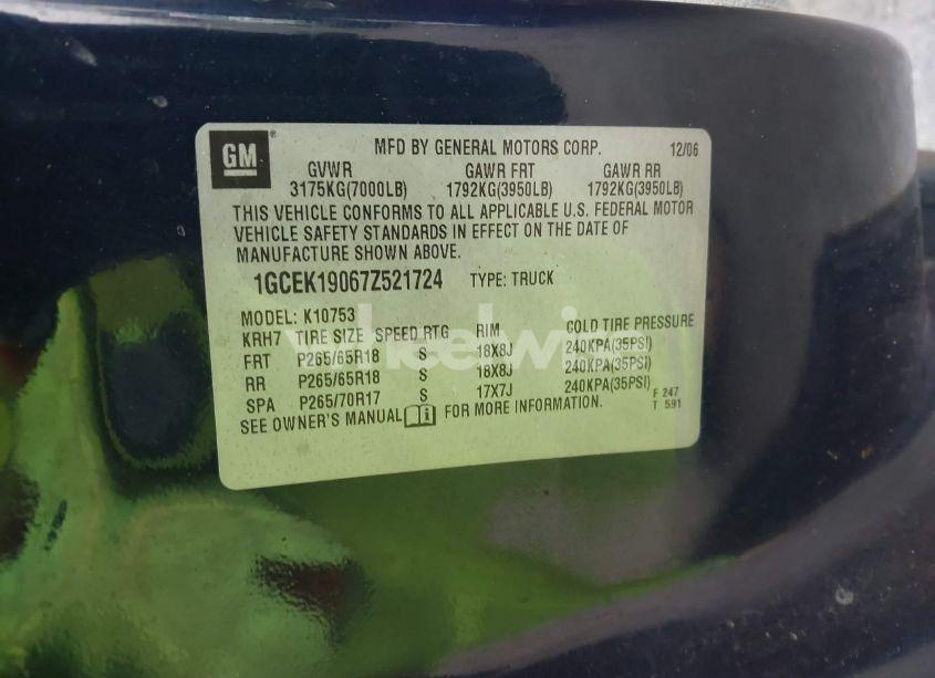 Photo 9 of 2007 Chevrolet Silverado 1500 LT1 (VIN 1GCEK19067Z521724)