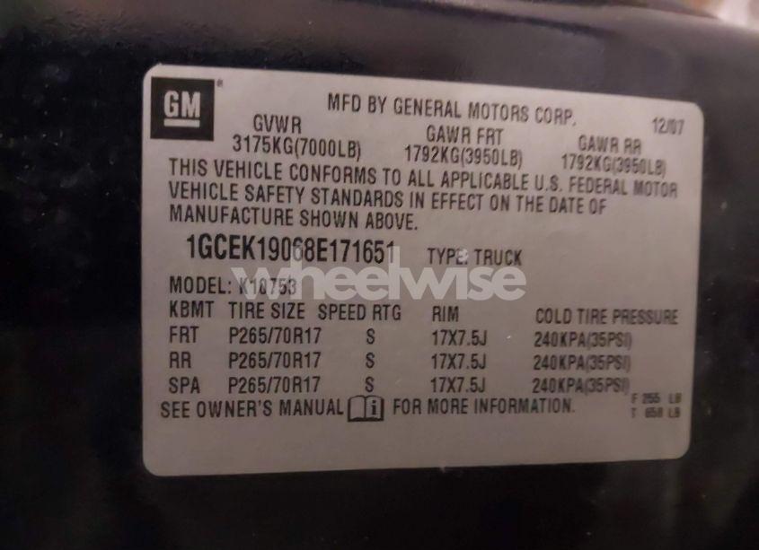 Photo 9 of 2008 Chevrolet Silverado 1500 LT1 (VIN 1GCEK19068E171651)