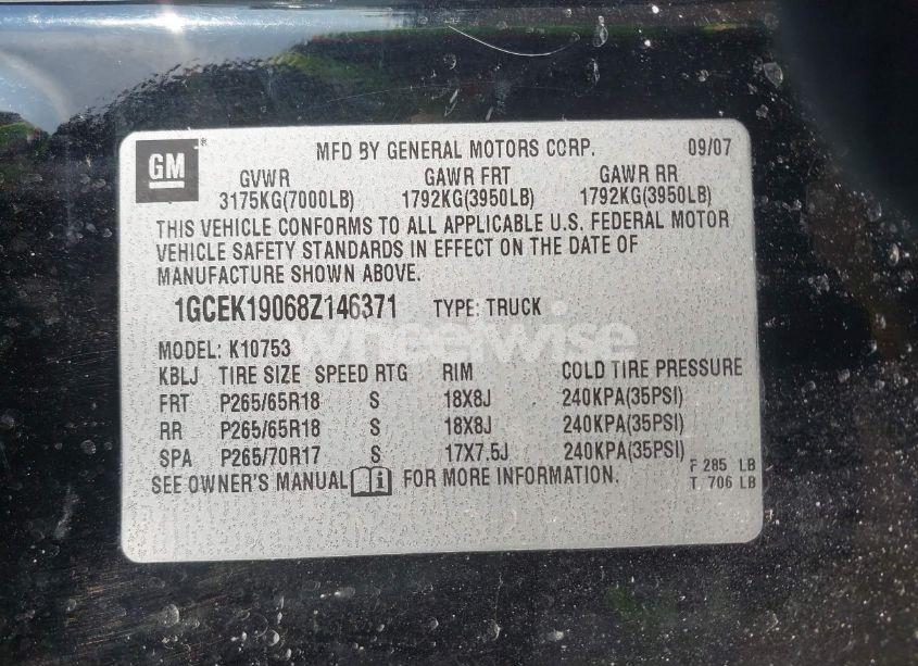 Photo 9 of 2008 Chevrolet Silverado 1500 LT2 (VIN 1GCEK19068Z146371)