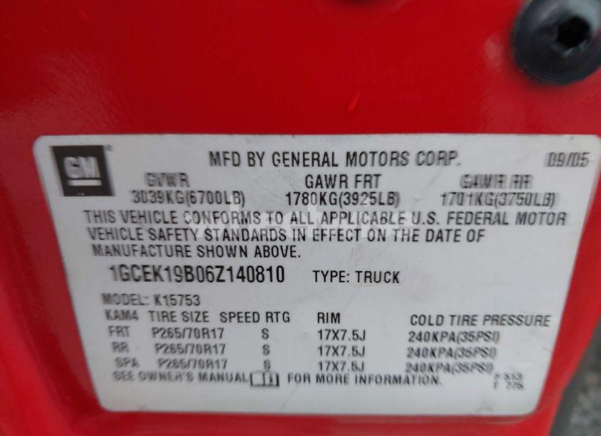 Photo 9 of 2006 Chevrolet Silverado 1500 LT1 (VIN 1GCEK19B06Z140810)