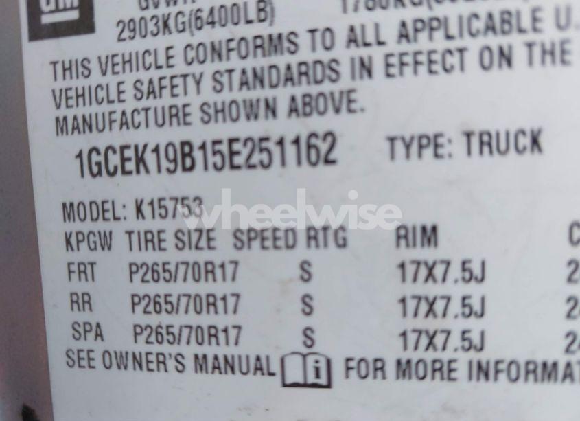 Photo 9 of 2005 Chevrolet Silverado 1500 WORK TRUCK (VIN 1GCEK19B15E251162)