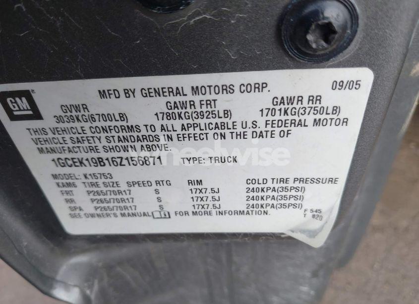 Photo 9 of 2006 Chevrolet Silverado 1500 LT2 (VIN 1GCEK19B16Z156871)