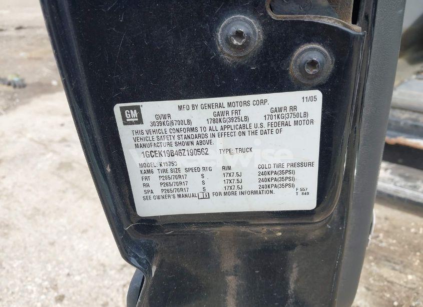 Photo 9 of 2006 Chevrolet Silverado 1500 LT2 (VIN 1GCEK19B46Z190562)