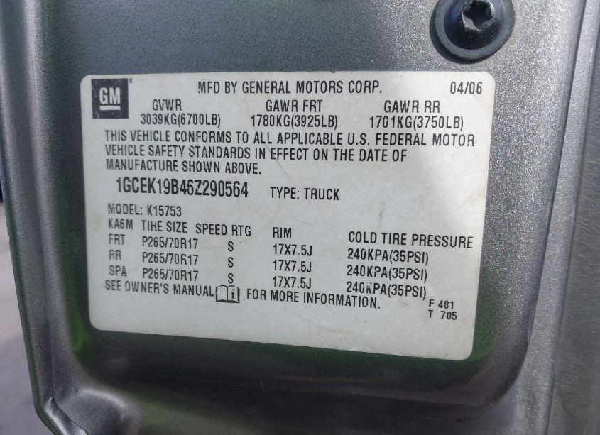 Photo 9 of 2006 Chevrolet Silverado 1500 LT1 (VIN 1GCEK19B46Z290564)