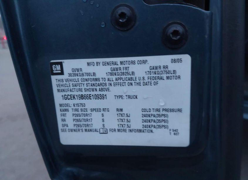 Photo 9 of 2006 Chevrolet Silverado 1500 LT2 (VIN 1GCEK19B66E109391)