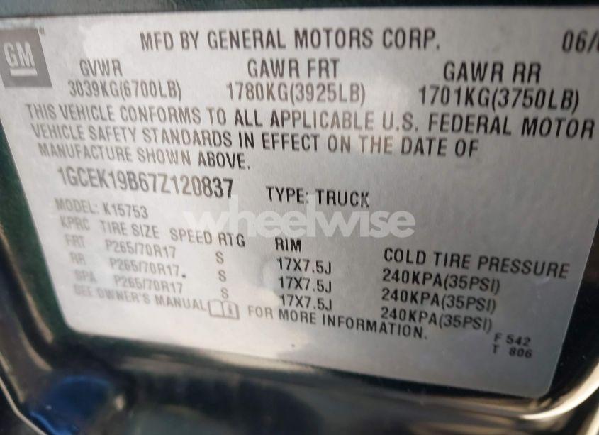 Photo 9 of 2007 Chevrolet Silverado 1500 CLASSIC LT2 (VIN 1GCEK19B67Z120837)