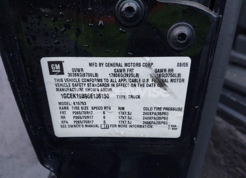 Photo 9 of 2006 Chevrolet Silverado 1500 LT2 (VIN 1GCEK19B96E136150)