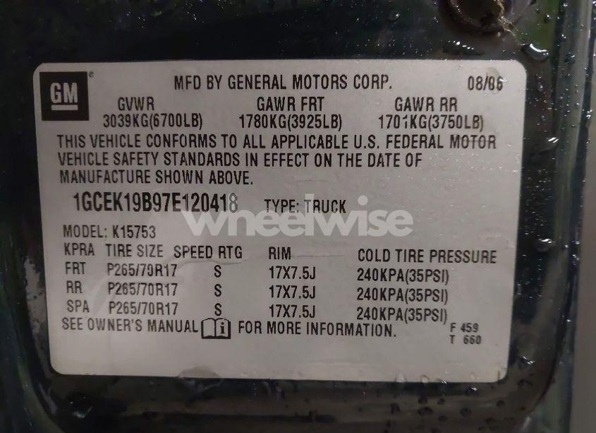 Photo 9 of 2007 Chevrolet Silverado 1500 CLASSIC LT1 (VIN 1GCEK19B97E120418)