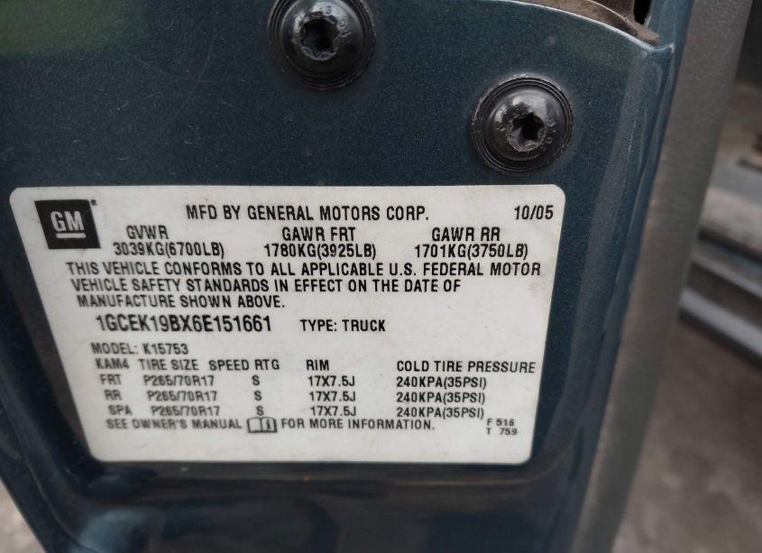 Photo 9 of 2006 Chevrolet Silverado 1500 LT1 (VIN 1GCEK19BX6E151661)