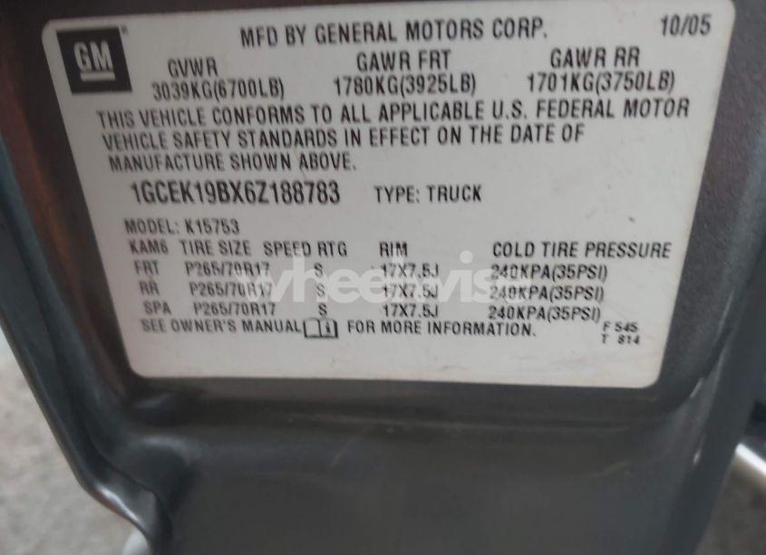 Photo 9 of 2006 Chevrolet Silverado 1500 LT2 (VIN 1GCEK19BX6Z188783)