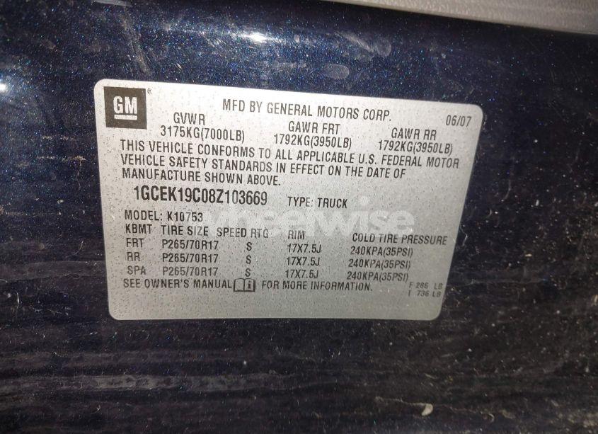 Photo 9 of 2008 Chevrolet Silverado 1500 WORK TRUCK (VIN 1GCEK19C08Z103669)